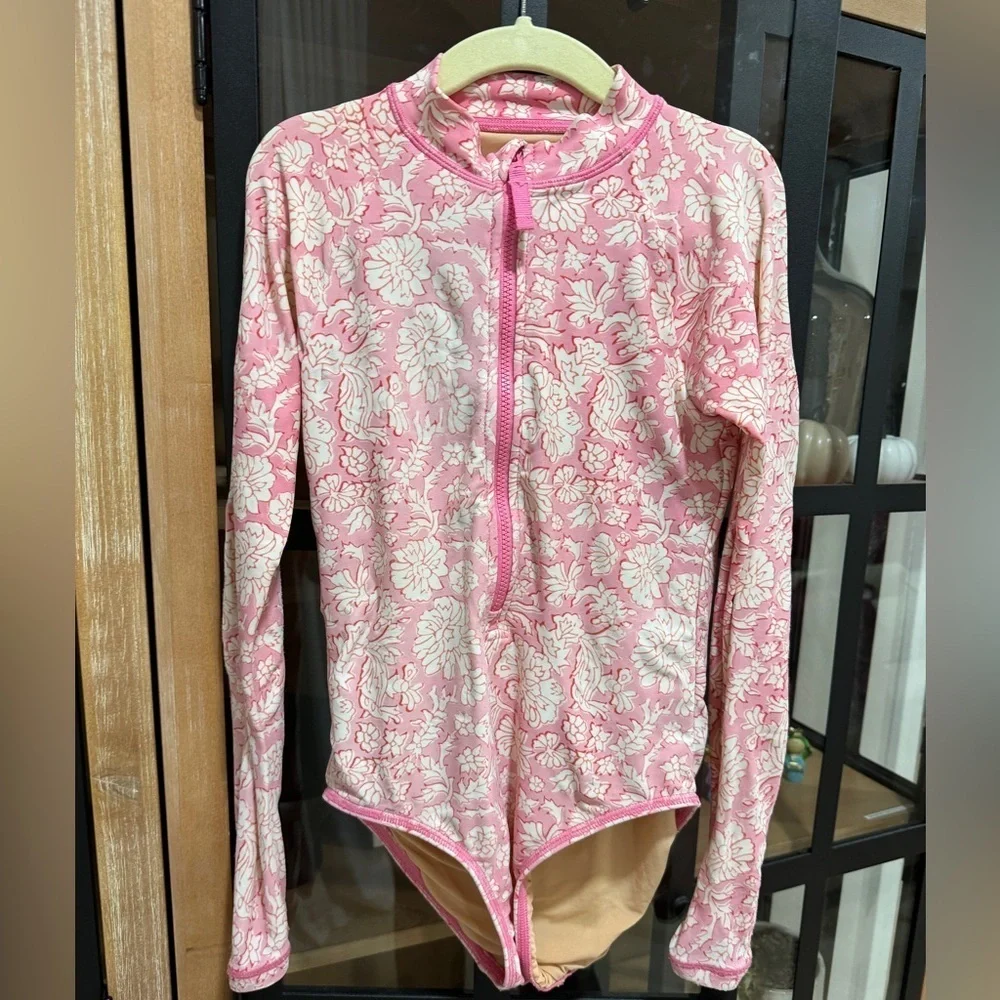 SZ Blockprints™ X crewcuts rash guard one-piece UPF 50 floral girls long sleeve